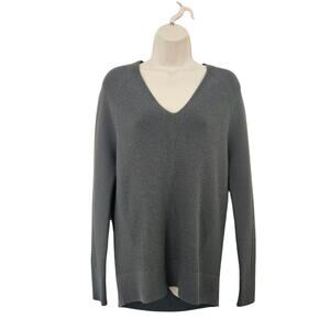 ATHLETA Hanover V-neck Merino Wool Ribbed Knit Sweater Gray Size XXS